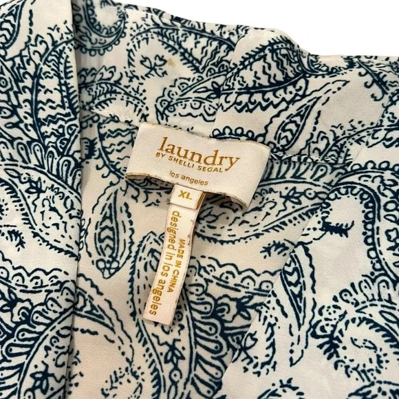 Laundry by Shelli Segal Blue Paisley Print Sleeveless Blouse XL - Picture 4 of 4